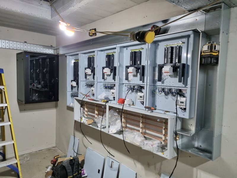 Large commercial distribution boards installed by MHM Electrical